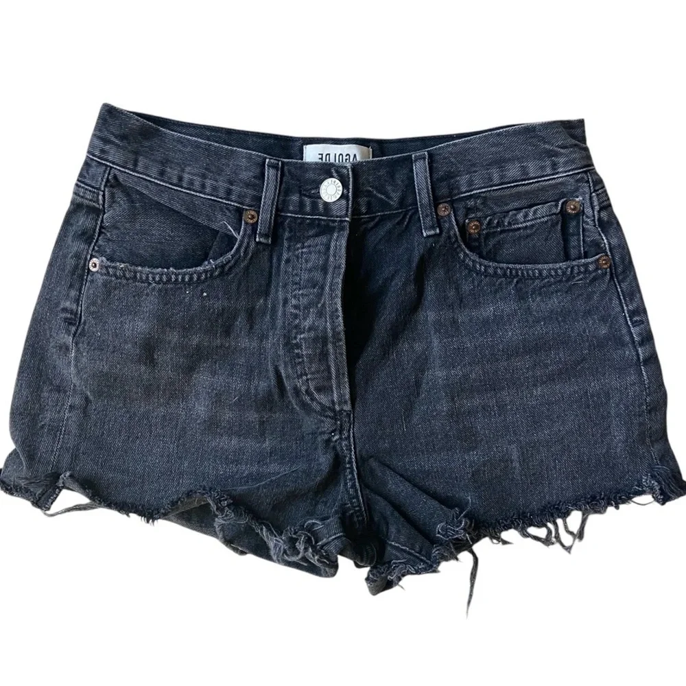 AGOLDE Parker Cut off Jean Shorts Sz 25 Black